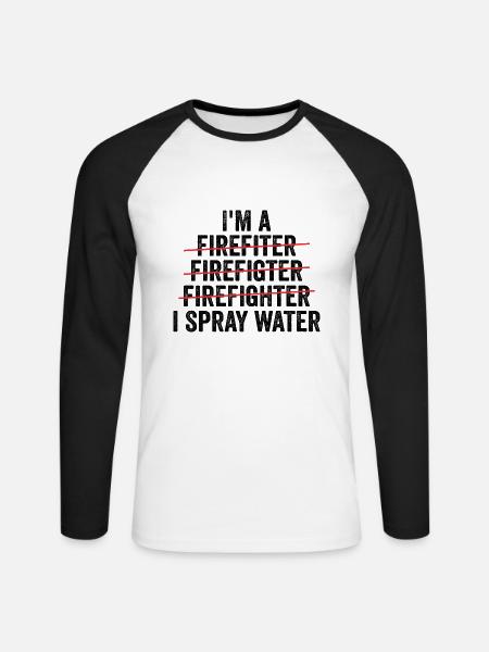 Ich bin Feuerwehrmann - Unisex Baseballshirt langarm - Weiß/Schwarz