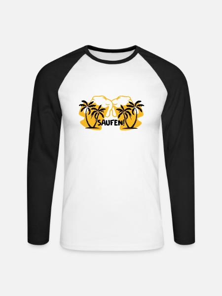 Saufen! - Unisex Baseballshirt langarm - Weiß/Schwarz