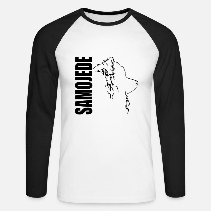 SAMOJEDE Profil Hunde Hund Wilsigns - Unisex Baseballshirt langarm - Weiß/Schwarz