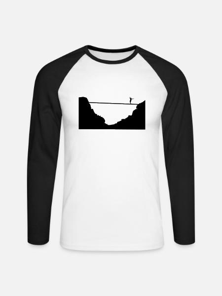 slacklining, highline - Unisex Long Sleeve Baseball T-Shirt - white/black
