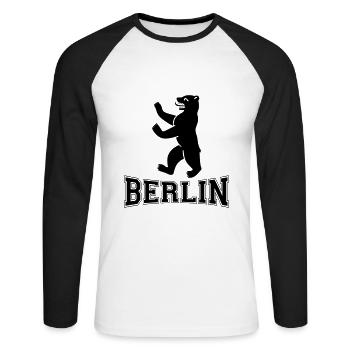 Berlin - T-shirt baseball manches longues Homme - blanc/noir - Devant - Nik (191cm)