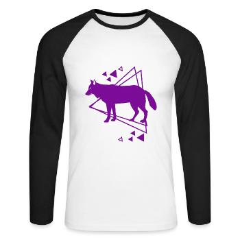 Wolf - Tierfreund - Naturschutz - Unisex Baseballshirt langarm - Weiß/Schwarz - Vorne - Nik (191cm)