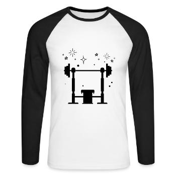 Bodybuilding Gewichtheben Fitness Workout - Unisex Baseballshirt langarm - Weiß/Schwarz - Vorne - Nik (191cm)