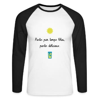 Pastis par temps bleu, pastis délicieux - Camping - T-shirt baseball manches longues Homme - blanc/noir - Devant - Nik (191cm)