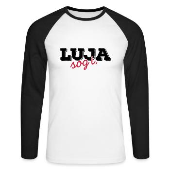 Luja sog i 2C - Unisex Baseballshirt langarm - Weiß/Schwarz - Vorne - Nik (191cm)