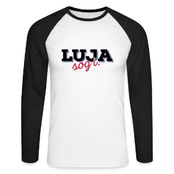 Luja sog i 3C - Unisex Baseballshirt langarm - Weiß/Schwarz - Vorne - Nik (191cm)