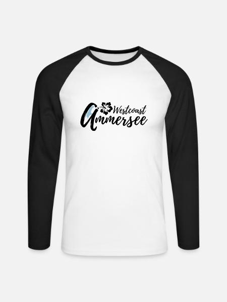Ammersee Weastcoast Blume - Unisex Baseballshirt langarm - Weiß/Schwarz
