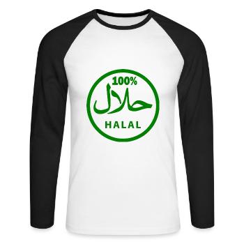 Halal - Unisex Baseballshirt langarm - Weiß/Schwarz - Vorne - Nik (191cm)