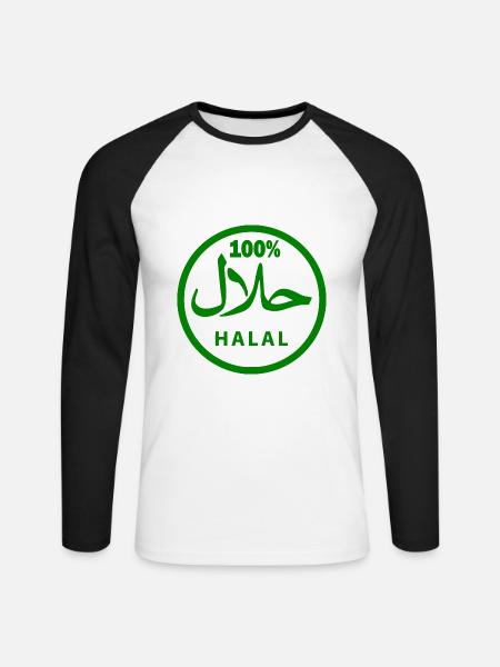 Halal - Unisex Long Sleeve Baseball T-Shirt - white/black