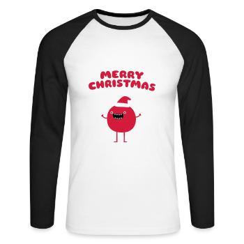 Funny Santa Claus - Merry Christmas - T-shirt baseball manches longues Homme - blanc/noir - Devant - Nik (191cm)