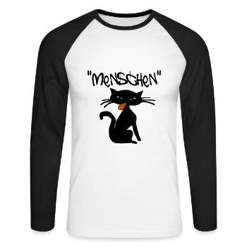 menschen - Unisex Baseballshirt langarm - Weiß/Schwarz - Vorne - Nik (191cm)
