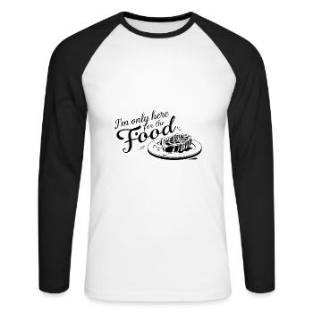 Je ne suis ici que pour la nourriture. - T-shirt baseball manches longues Homme - blanc/noir - Devant - Nik (191cm)