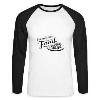 Je ne suis ici que pour la nourriture. - T-shirt baseball manches longues Homme - blanc/noir - Devant - Nik (191cm)