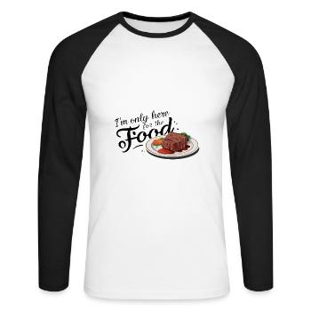Je ne suis ici que pour la nourriture. - T-shirt baseball manches longues Homme - blanc/noir - Devant - Nik (191cm)
