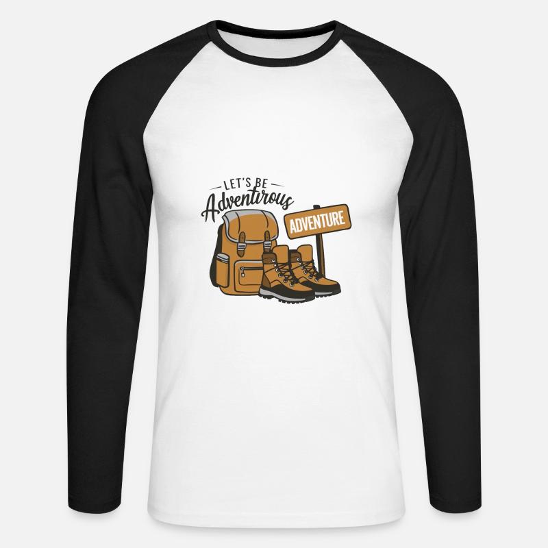 Lass uns abenteuerlich sein. - Unisex Baseballshirt langarm - Weiß/Schwarz