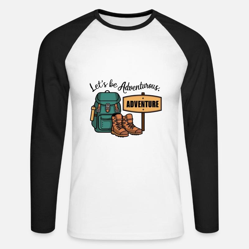Lass uns abenteuerlich sein. - Unisex Baseballshirt langarm - Weiß/Schwarz