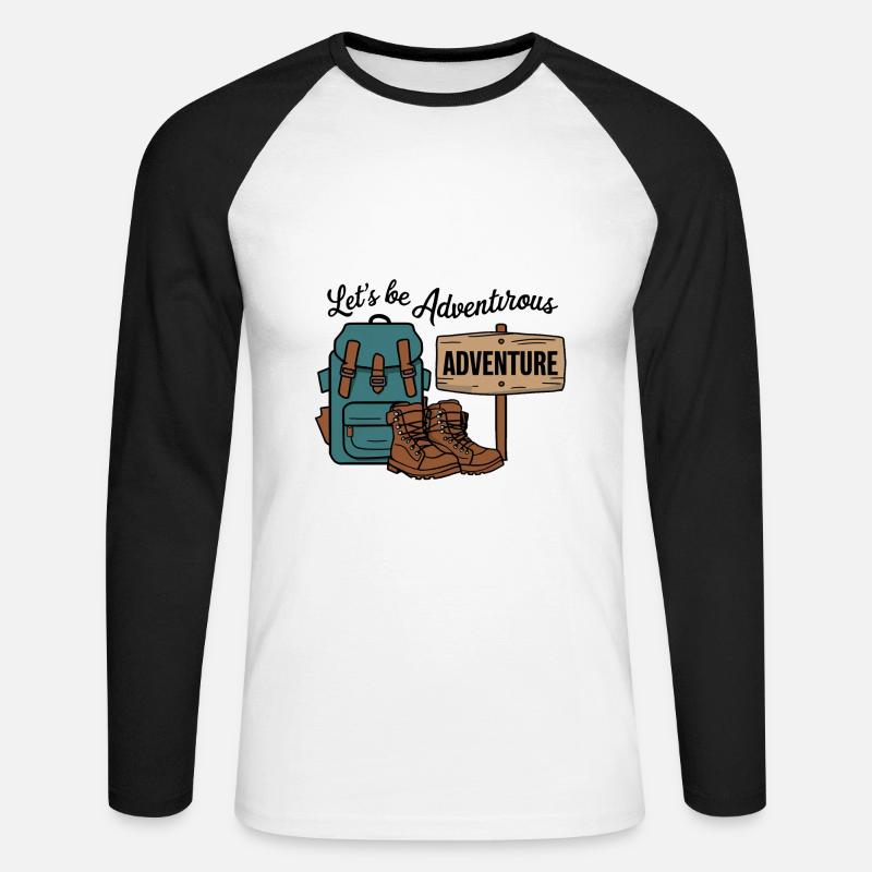 Lass uns abenteuerlich sein. - Unisex Baseballshirt langarm - Weiß/Schwarz
