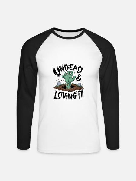 Zombie-Hand - Undead & Loving It - Unisex Baseballshirt langarm - Weiß/Schwarz