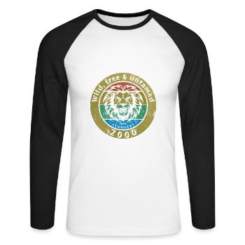 25. Geburtstag Wild, free & untamed since 02/2000 - Unisex Long Sleeve Baseball T-Shirt - white/black - Front - Nik (191cm)