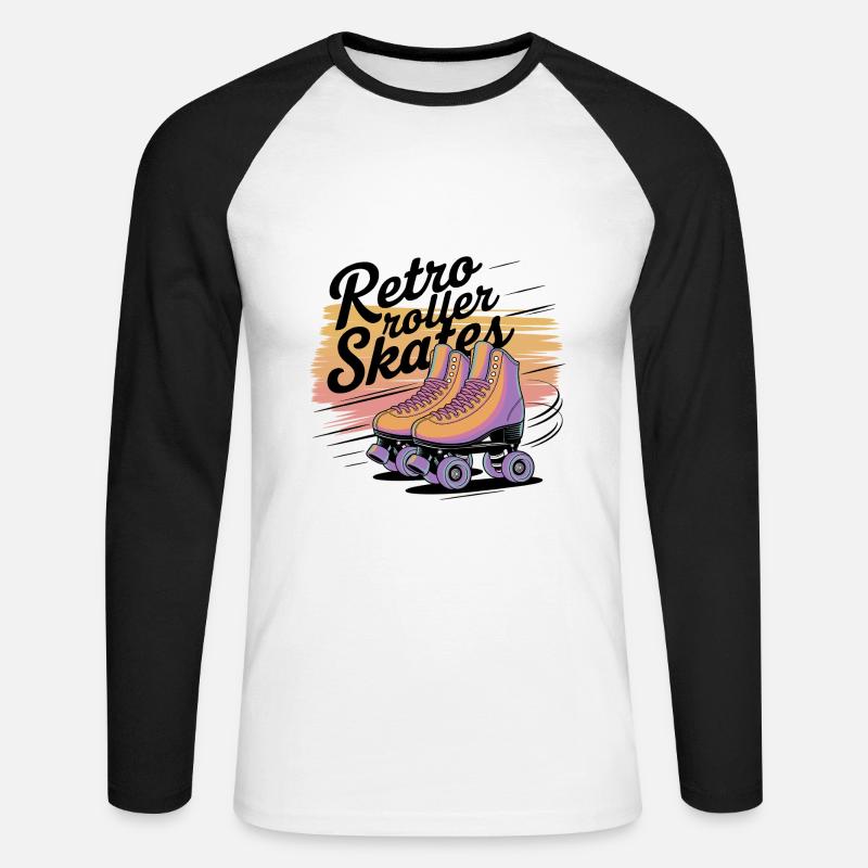 Retro Roller Skates – 80s Vibes - Unisex Baseballshirt langarm - Weiß/Schwarz