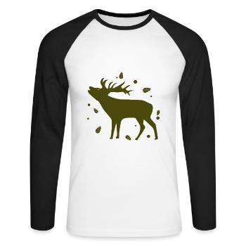 Hirsch - Wald Natur Tierschutz - Unisex Baseballshirt langarm - Weiß/Schwarz - Vorne - Nik (191cm)