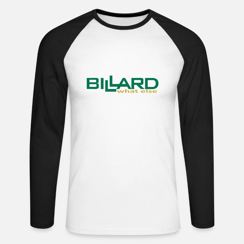 Billard Design what else, Poolbillard - Unisex Baseballshirt langarm - Weiß/Schwarz