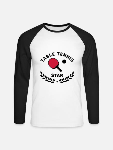 Table tennis star (laurel wreath) - Unisex Long Sleeve Baseball T-Shirt - white/black