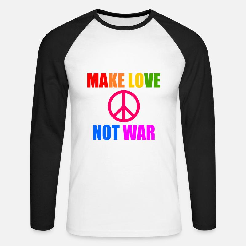 Make love not war - Unisex Baseballshirt langarm - Weiß/Schwarz
