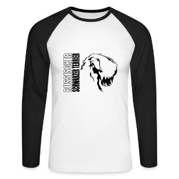 RUSSISCHER SCHWARZER TERRIER Profil Hunde Wilsigns - Unisex Baseballshirt langarm - Weiß/Schwarz - Vorne - Nik (191cm)