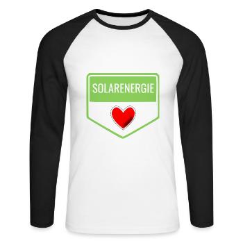 I Love Photovoltaik Solarenergie Sun Power - Unisex Baseballshirt langarm - Weiß/Schwarz - Vorne - Nik (191cm)