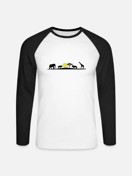 African Savanna, Afrika Savanne - Unisex Long Sleeve Baseball T-Shirt - white/black