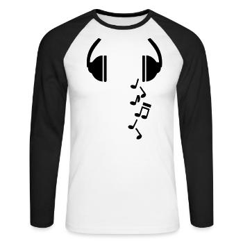 noten_kopfhoehrer - Unisex Long Sleeve Baseball T-Shirt - white/black - Front - Nik (191cm)