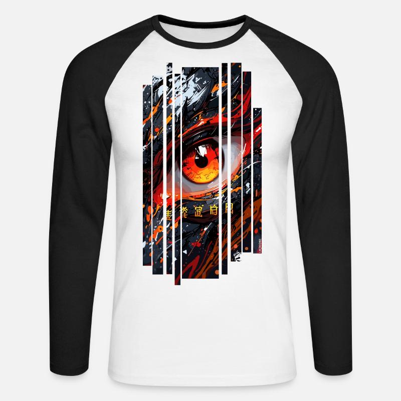 Cyborg Eyes Drachenmädchen - Unisex Baseballshirt langarm - Weiß/Schwarz