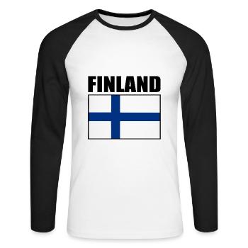 Finnland - Unisex Baseballshirt langarm - Weiß/Schwarz - Vorne - Nik (191cm)
