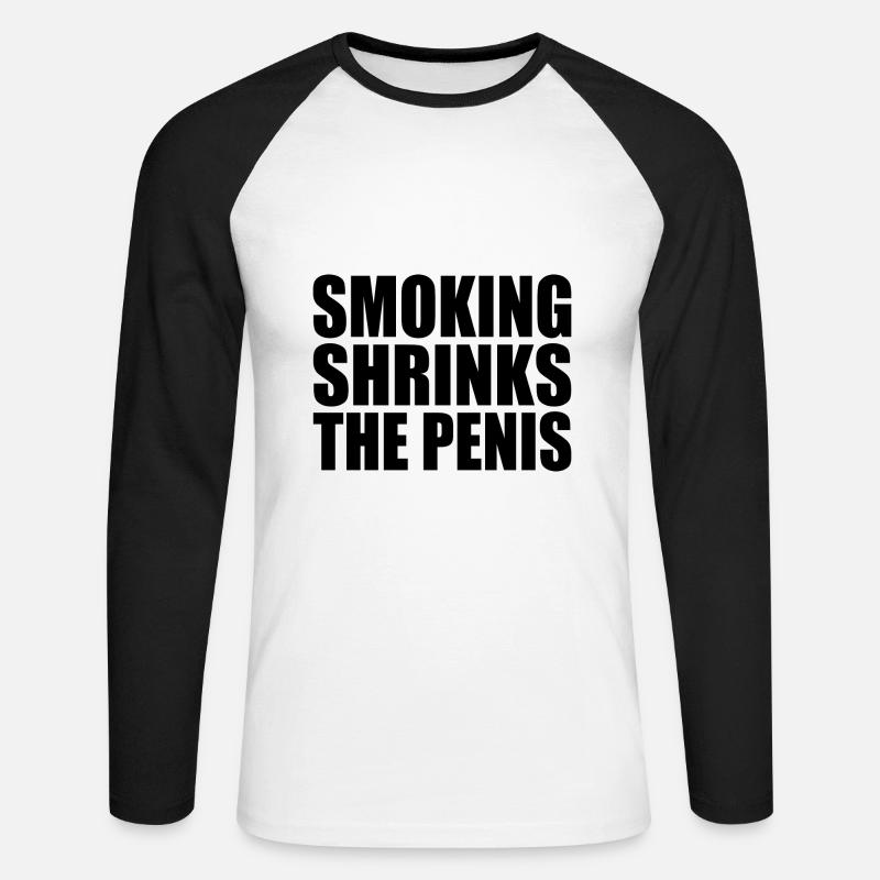 Smoking shrinks the penis - Unisex Baseballshirt langarm - Weiß/Schwarz