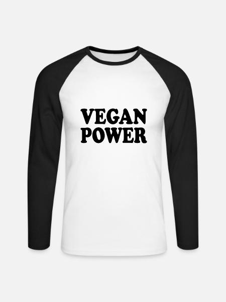 Vegan power - Unisex Baseballshirt langarm - Weiß/Schwarz