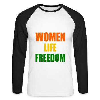 Women life freedom - Unisex Long Sleeve Baseball T-Shirt - white/black - Front - Nik (191cm)