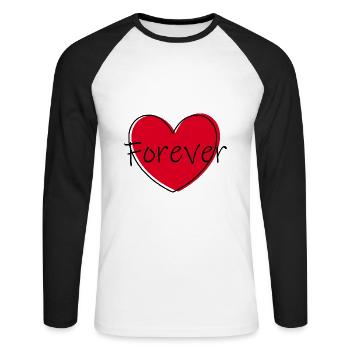 rotes Herz rot Herzen rot Herz Geschenk  - Unisex Baseballshirt langarm - Weiß/Schwarz - Vorne - Nik (191cm)