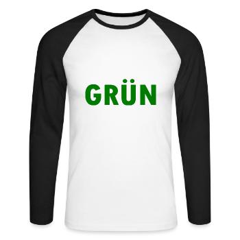 Grün - Unisex Baseballshirt langarm - Weiß/Schwarz - Vorne - Nik (191cm)