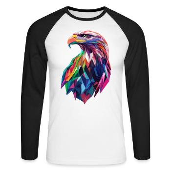 Eagle Head Low Poly Art Logo Design Colorful - Unisex Long Sleeve Baseball T-Shirt - white/black - Front - Nik (191cm)