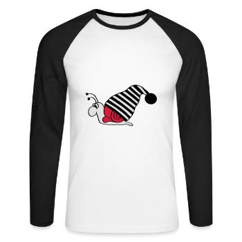 schnecke mit schlafmütze - Unisex Baseballshirt langarm - Weiß/Schwarz - Vorne - Nik (191cm)