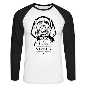 Vizsla Mom Dog Dog Wirehaired Vizsla Wilsigns - Unisex Long Sleeve Baseball T-Shirt - white/black - Front - Nik (191cm)