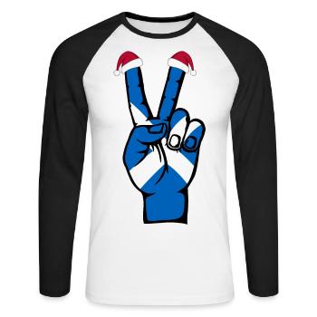 Schottland Flagge Weihnachten Peace Symbol - Unisex Baseballshirt langarm - Weiß/Schwarz - Vorne - Nik (191cm)
