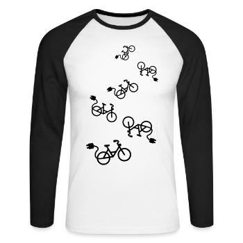 ebike fahrrad Radfahren - Unisex Baseballshirt langarm - Weiß/Schwarz - Vorne - Nik (191cm)