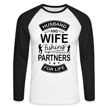 Husband And Wife Fishing Partners For Life - Unisex Baseballshirt langarm - Weiß/Schwarz - Vorne - Nik (191cm)