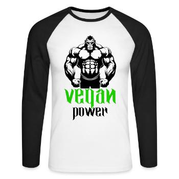 Gorilla Bodybuilder Végétalien - T-shirt baseball manches longues Homme - blanc/noir - Devant - Nik (191cm)