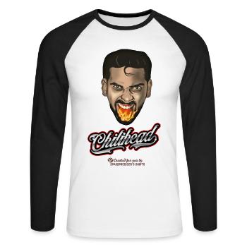 Chili T-Shirt Chilihead - Unisex Long Sleeve Baseball T-Shirt - white/black - Front - Nik (191cm)