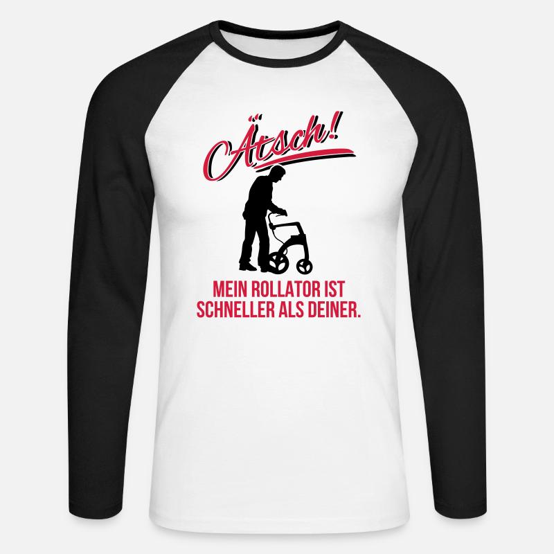 Ätsch ich bin schneller - Unisex Baseballshirt langarm - Weiß/Schwarz