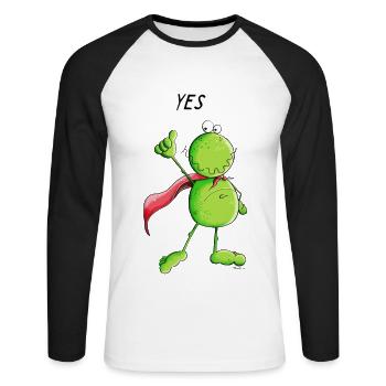 Super Frog - Frogs - Comic - Cartoon - Unisex Long Sleeve Baseball T-Shirt - white/black - Front - Nik (191cm)