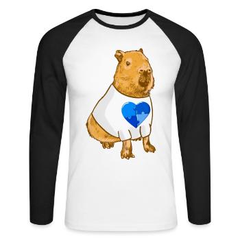 Signes d’autisme Capybara - T-shirt baseball manches longues Homme - blanc/noir - Devant - Nik (191cm)